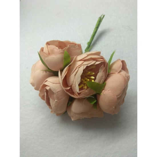 Цветы из ткани 4-4,5 см в пучках (6 шт) цв. бежевый, цена за пучок